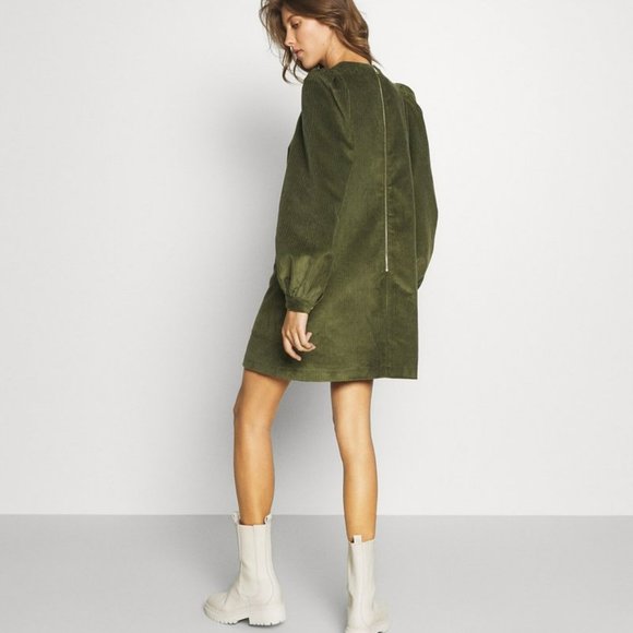 NWT Ted Baker London XAVIA A-Line cord mini dress in khaki - Picture 3 of 6